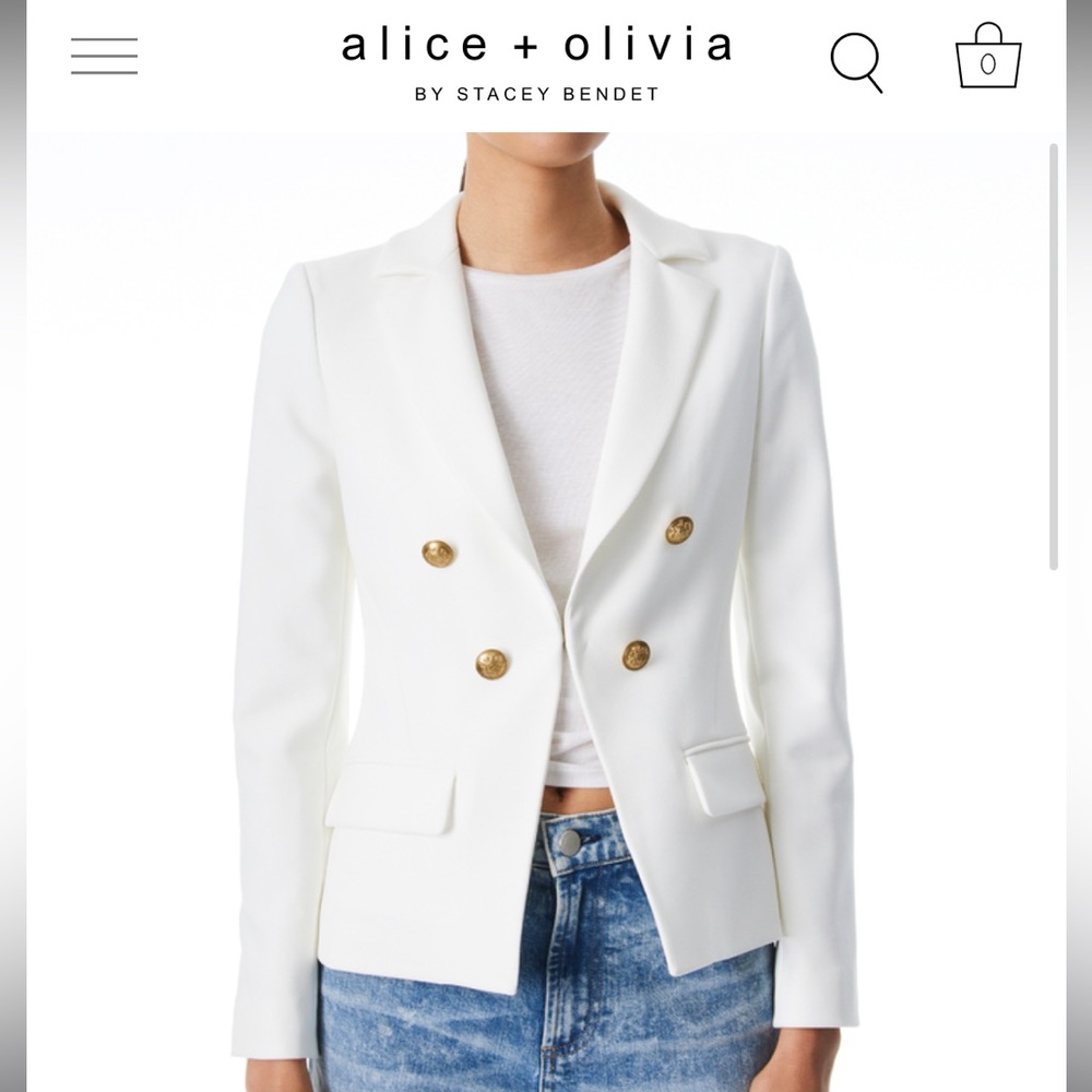 Alice + Olivia White Blazer with Gold Buttons